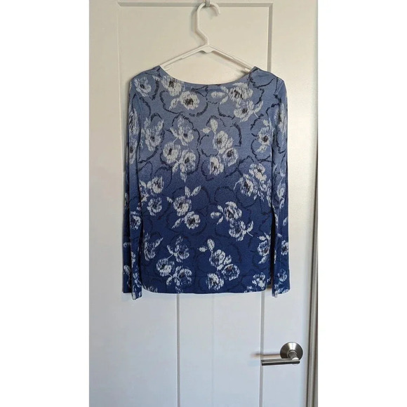 J. Jill Silk Cashmere Blend Blue Floral Cardigan sz S - Picture 4 of 5